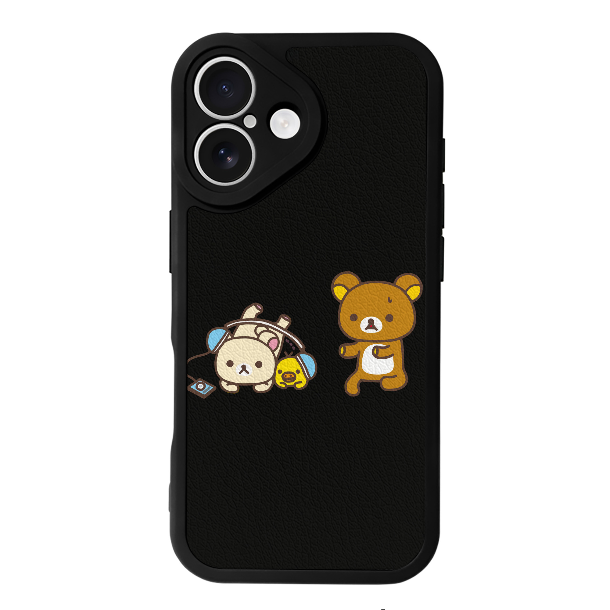 （画像用） リラックマ リラックマ キイロイトリ Rilakkuma Korilakkuma Kiiroitori 【iPhone 16シリーズ対応】シリコンスマホケース（レザー調） 材質：シリコン